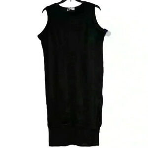Vintage Domina Sleeveless Black Sweater Dress with Velvet Trim and‎ Slip